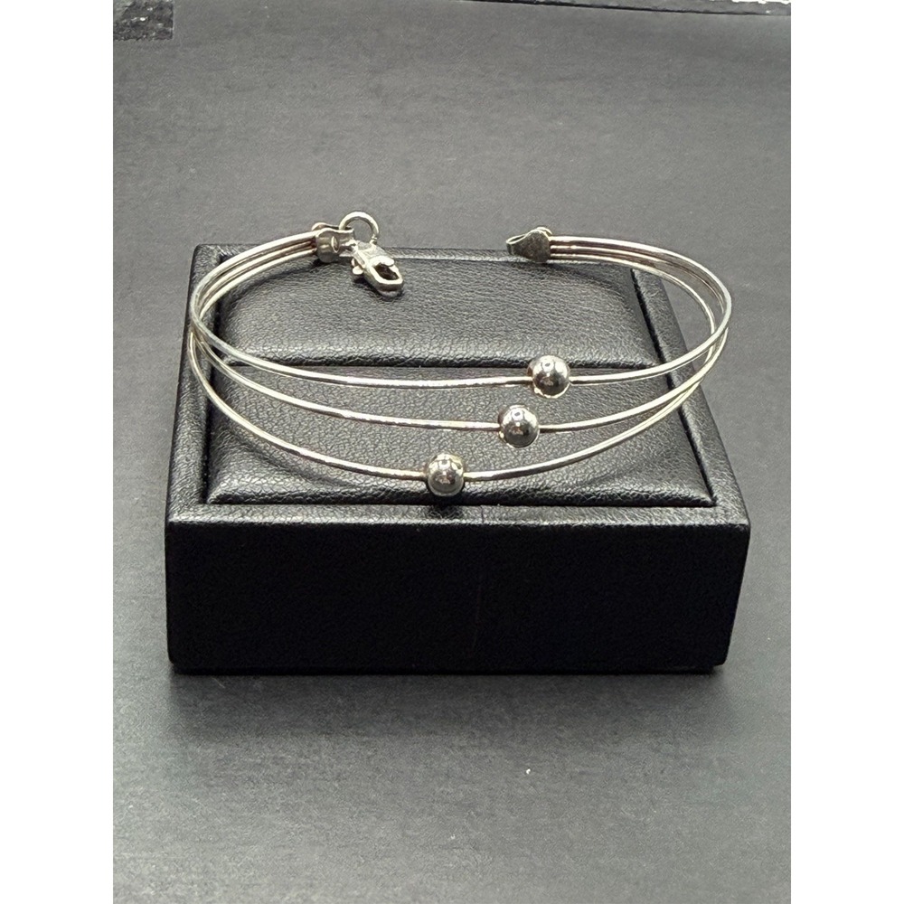 Vintage 7" Sterling Silver 3 Stranded Bracelet 6 Grams Rigid K6